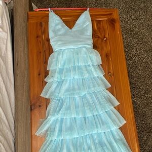 LuLu’s Light Blue Tiered Ruffle Dress